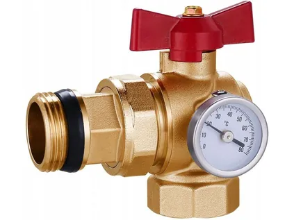 Guľový ventil rohový 1", červený
